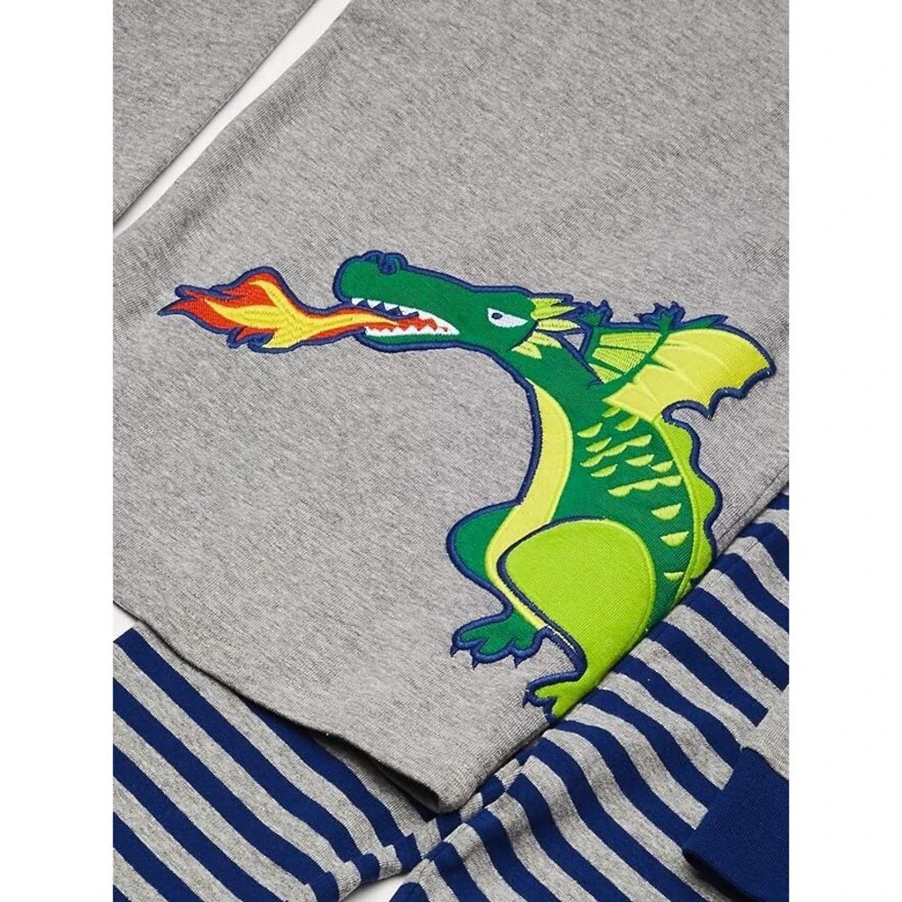 Sara's Prints Kids' Big Cotton Long John Pajamas, Dragon-SGND, 8- NWT- New with